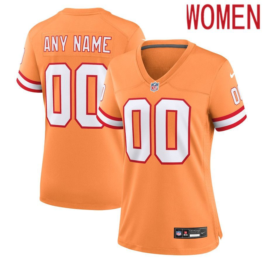 Women Tampa Bay Buccaneers Nike Orange Custom Throwback Game NFL Jersey->customized nfl jersey->Custom Jersey